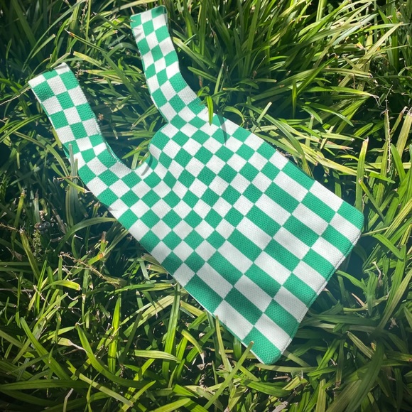 Green checkered tote bag - Picture 1 of 6
